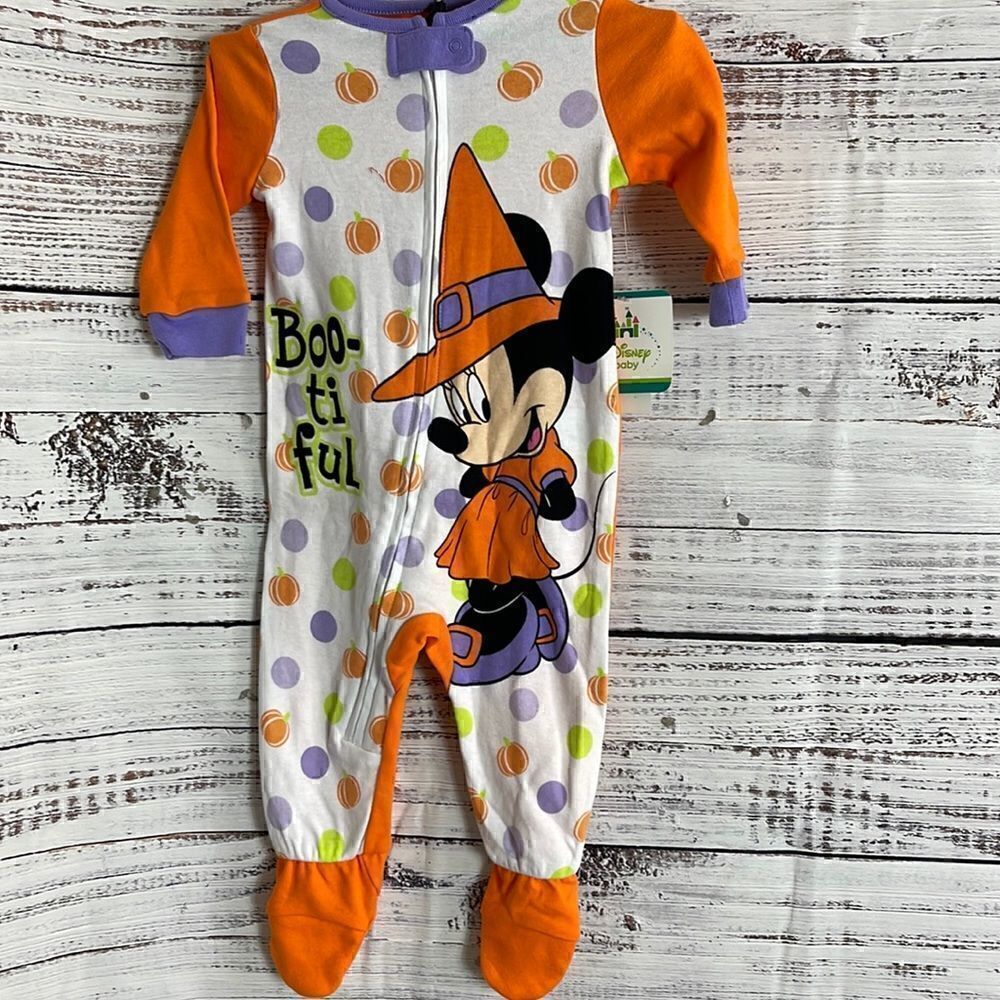 Disney Baby onesie sz 3/6 months Halloween Mickey Mouse jumpsuit sleeping PJ New